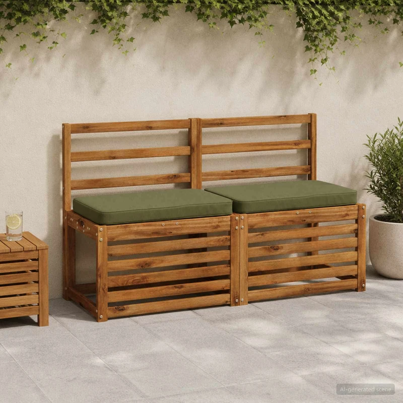 2-Piece Bench Cushions VUGHT 2 pcs 100% Polyester Olive Green