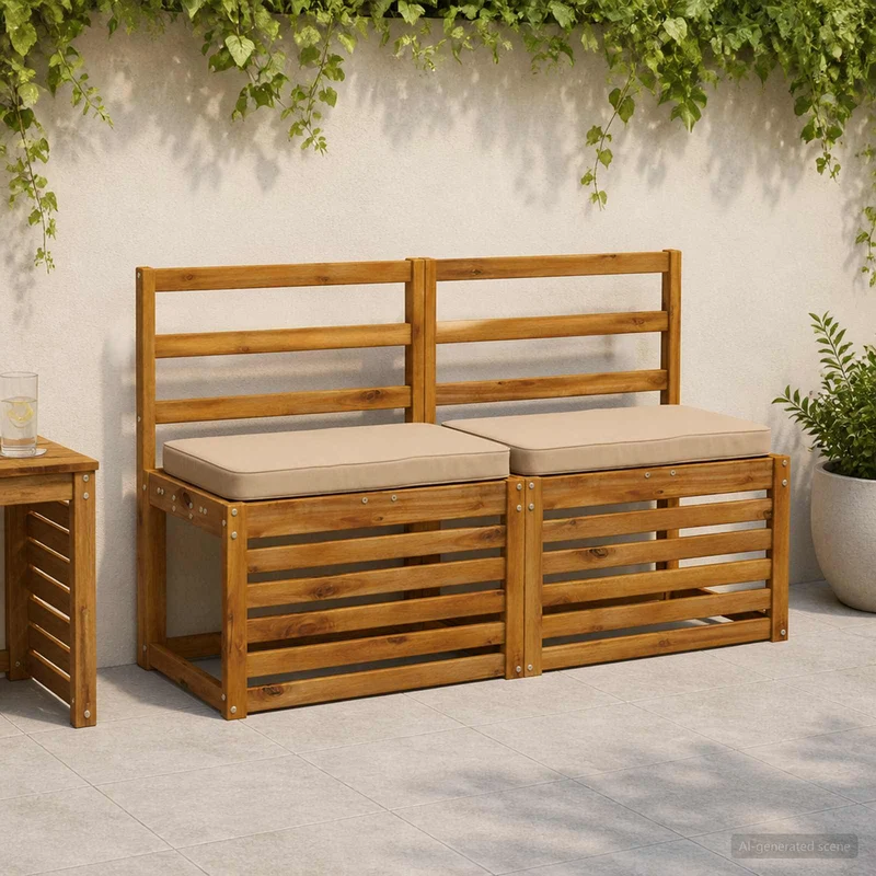 2-Piece Bench Cushions VUGHT 2 pcs 100% Polyester Sand