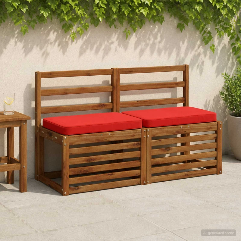 2-Piece Bench Cushions VUGHT 2 pcs 100% Polyester Red