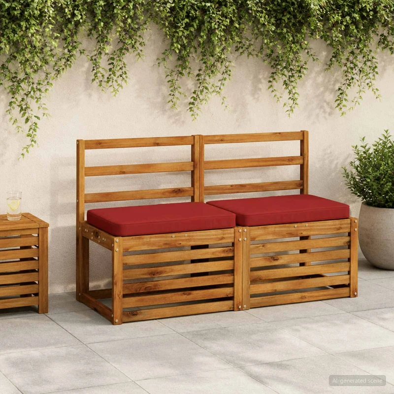 2-Piece Bench Cushions VUGHT 2 pcs 100% Polyester Wine Red