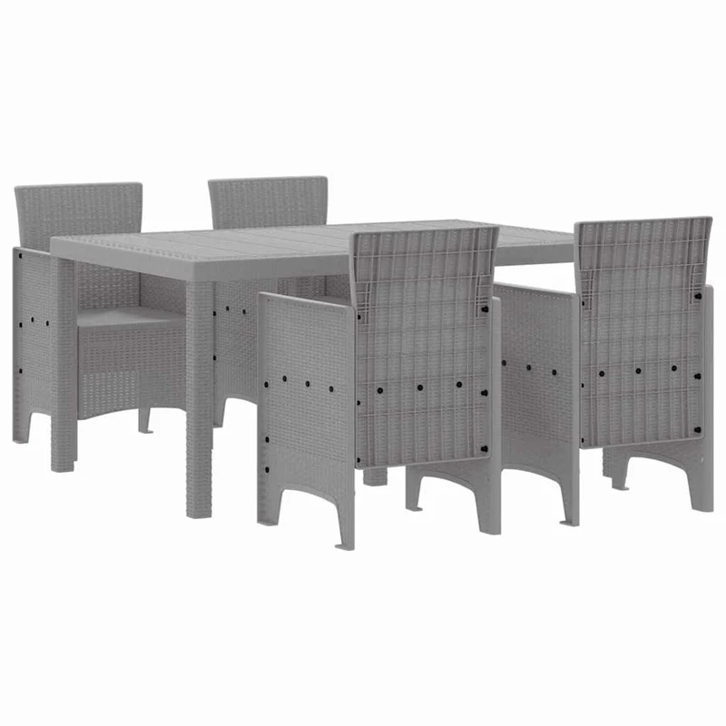 Garden Dining Set 5 pcs Light Grey Polt rattan