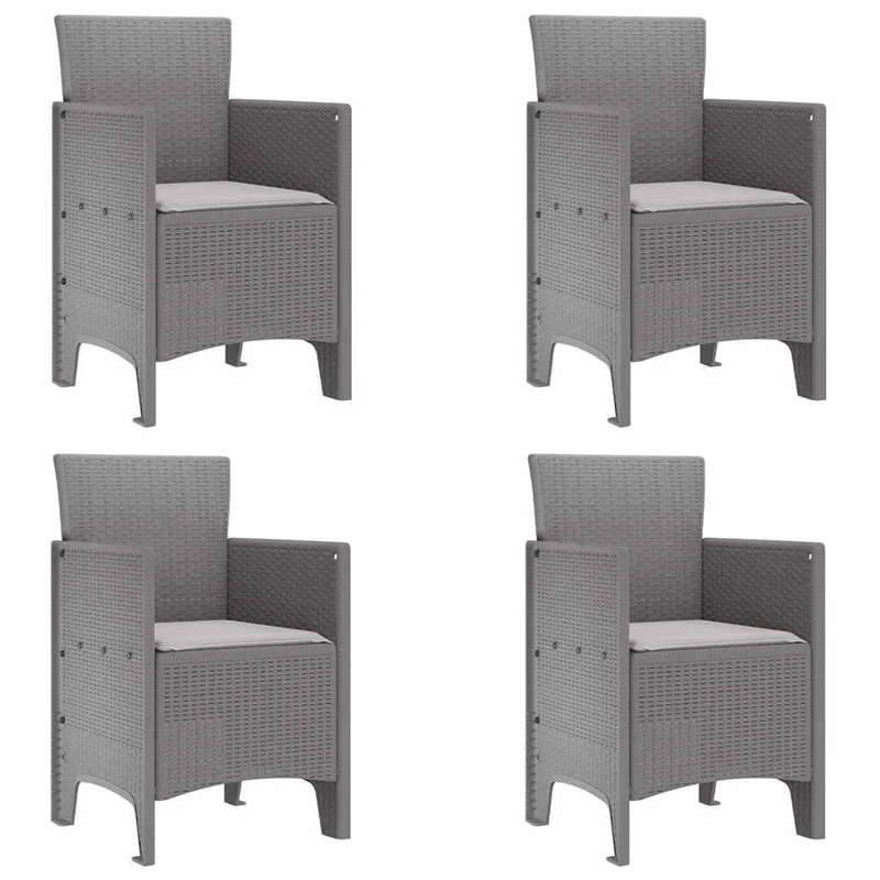 Garden Dining Set 5 pcs Light Grey Polt rattan