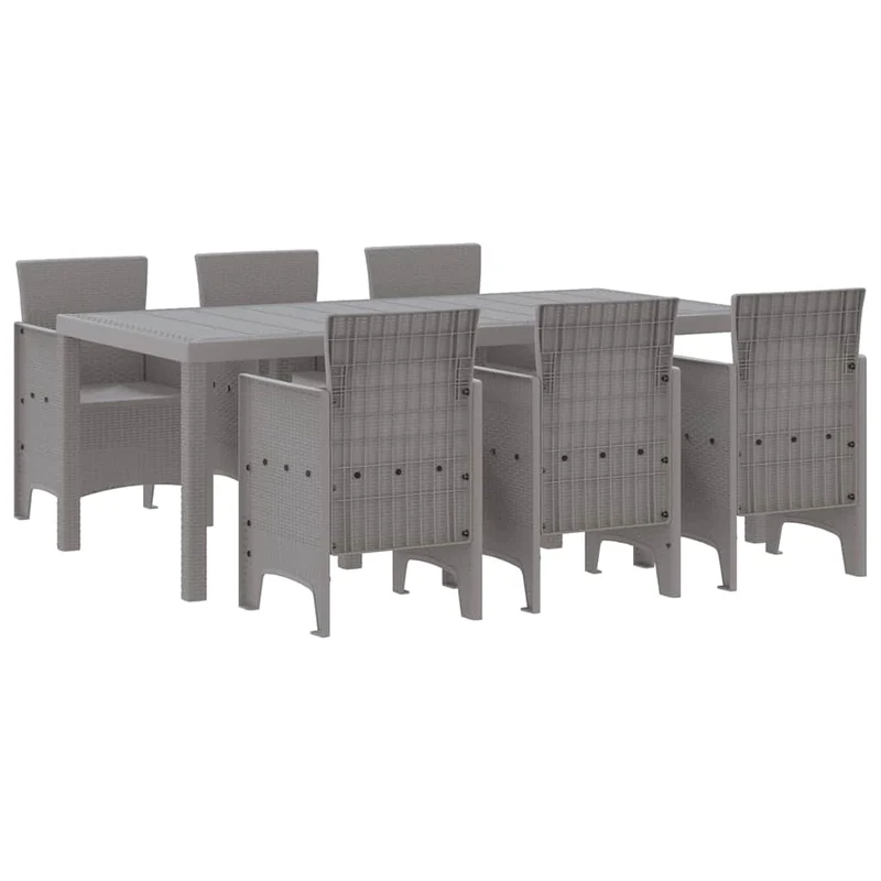 Garden Dining Set 7 pcs Light Grey Polypropylene