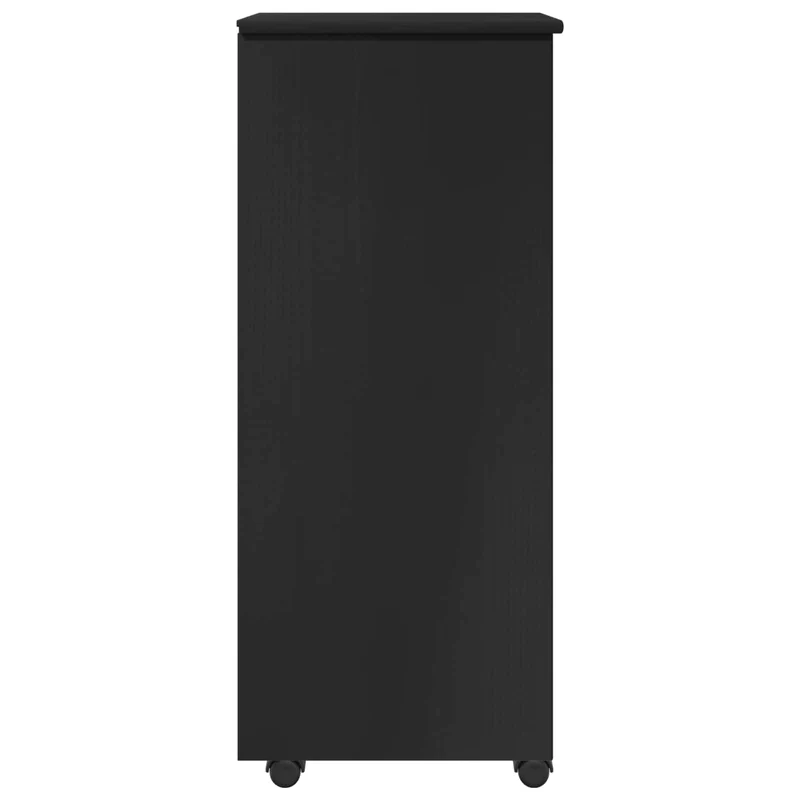 Rolling Cabinet 34 x 39 x 93.5 cm Solid Pine Wood Black