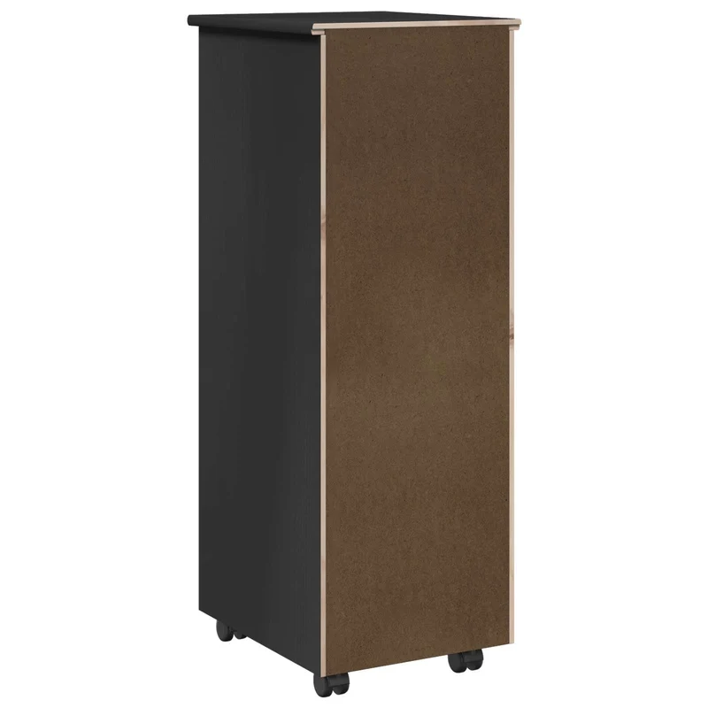 Rolling Cabinet 34 x 39 x 93.5 cm Solid Pine Wood Black
