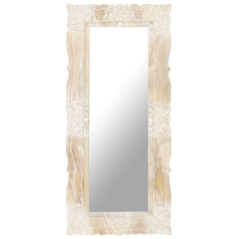 321634 vidaXL Mirror White 110x50 cm Solid Mango Wood