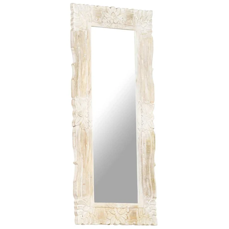 321634 vidaXL Mirror White 110x50 cm Solid Mango Wood