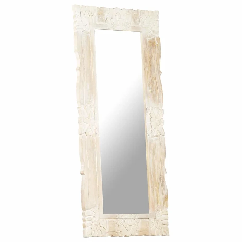 321634 vidaXL Mirror White 110x50 cm Solid Mango Wood