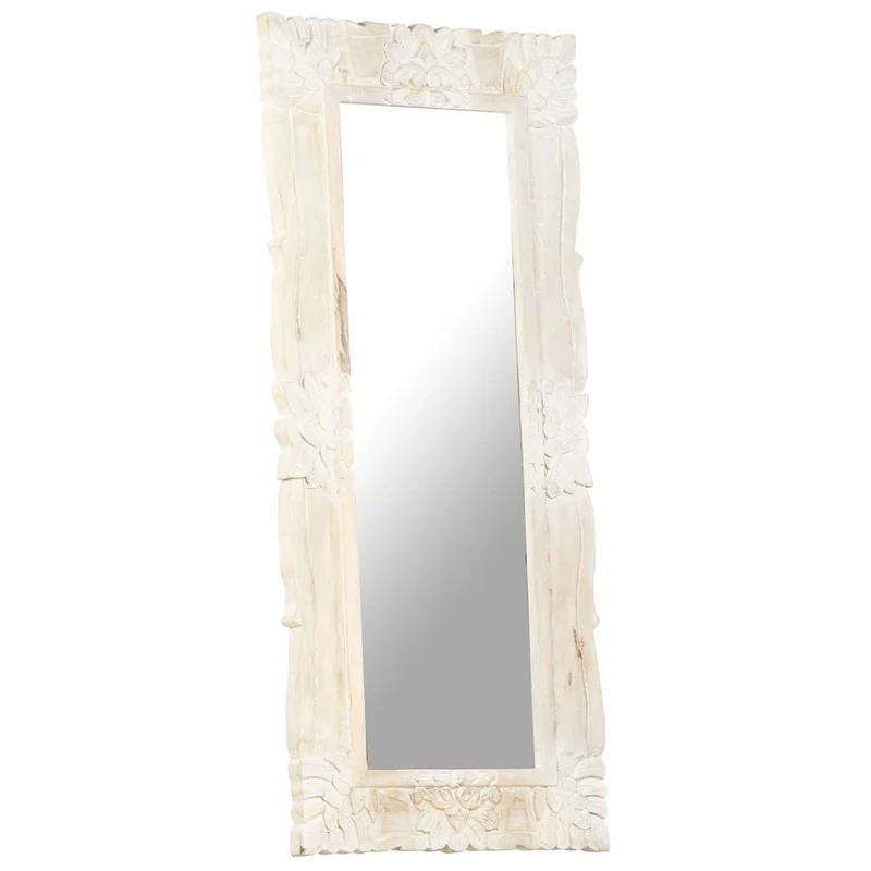 321634 vidaXL Mirror White 110x50 cm Solid Mango Wood