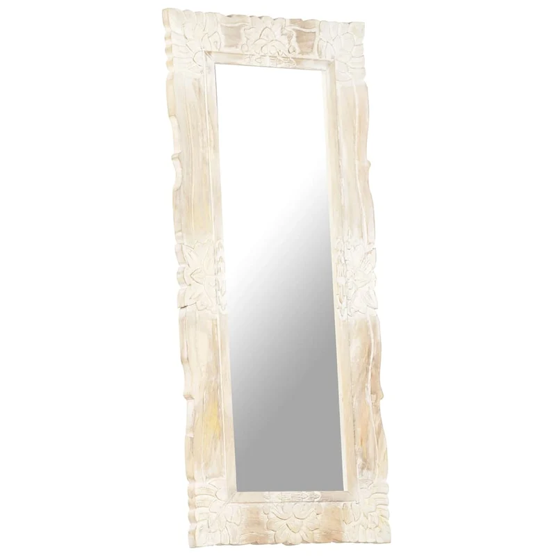 321634 vidaXL Mirror White 110x50 cm Solid Mango Wood