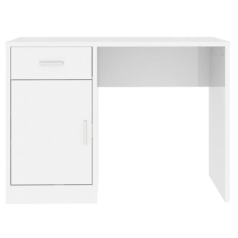 Desk with Drawer&Cabinet High Gloss White 100x40x73 cm