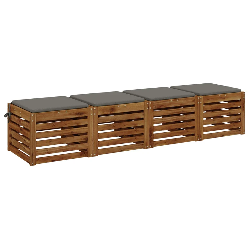Seat Cushions SOEST 4 pcs 100% Polyester Grey 50 x 50 x 3 cm