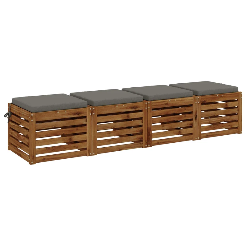 Seat Cushions SOEST 4 pcs 100% Polyester Grey 50 x 50 x 5 cm