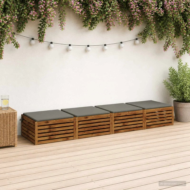 Seat Cushions SOEST 4 pcs 100% Polyester Grey 60 x 60 x 3 cm