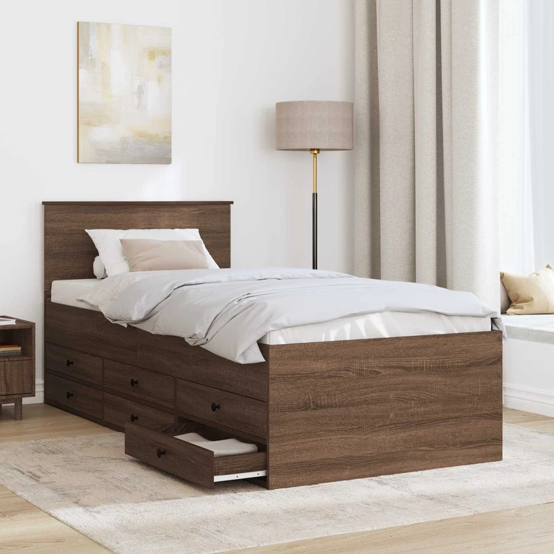 Daybed Manual Brown Oak and Black 75 x 190 cm Engineered Wood