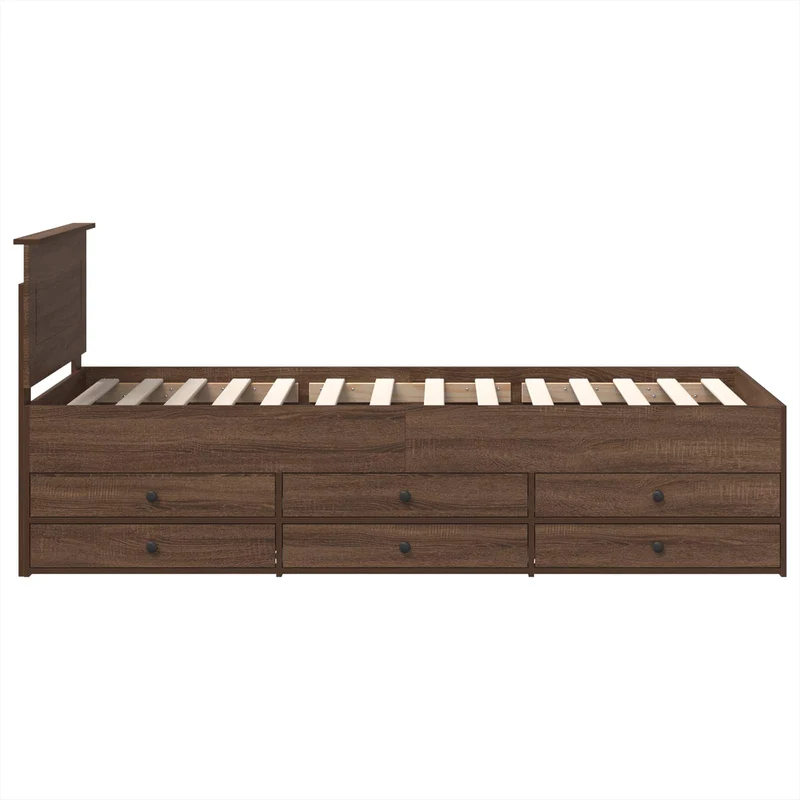 Daybed Manual Brown Oak and Black 75 x 190 cm Engineered Wood