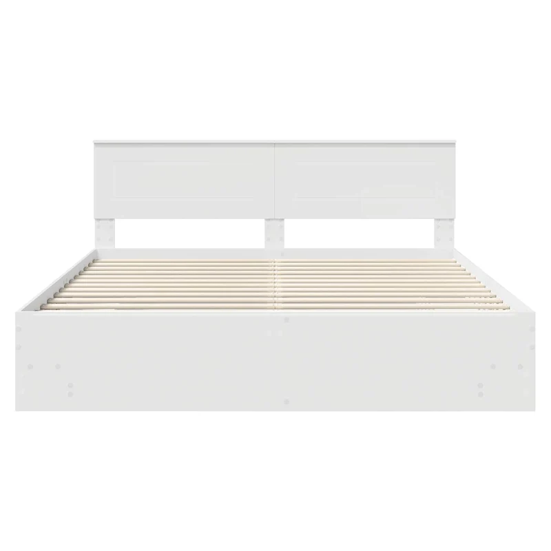 Bed Frame with Headboard White 200 x 200 cm Engineered Wood