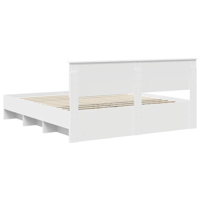 Bed Frame with Headboard White 200 x 200 cm Engineered Wood