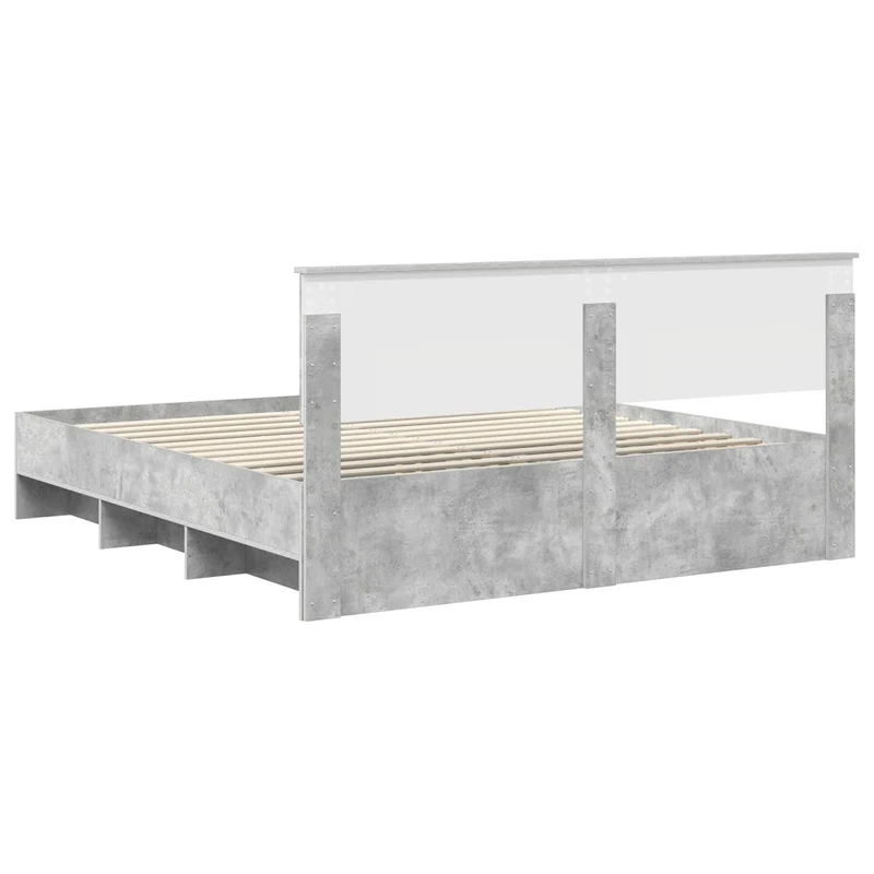 Bed Frame Concrete Grey 200 x 200 cm Engineered Wood