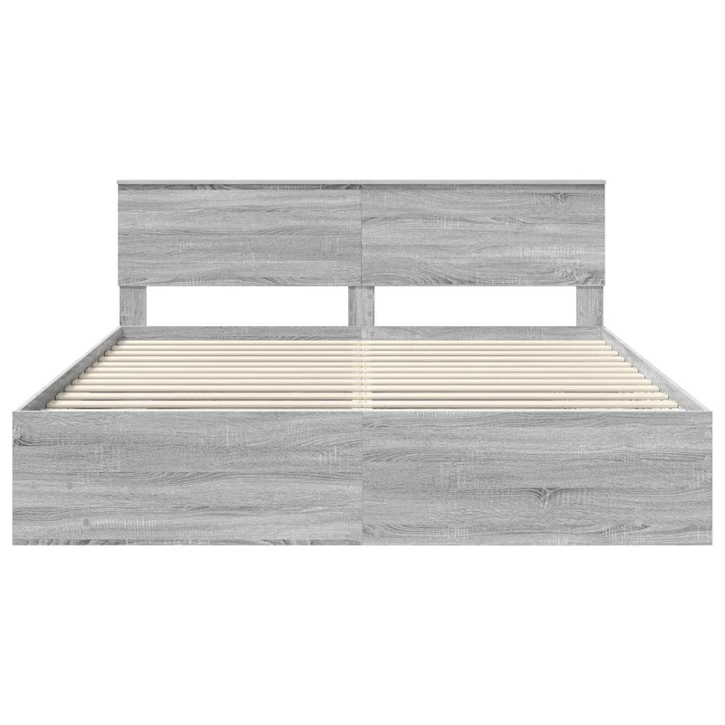 Bed Frame Grey Sonoma 200 x 200 cm Engineered Wood