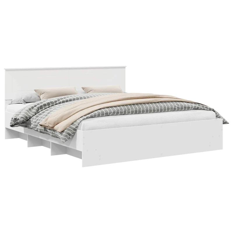 Bed Frame with Headboard White 180 x 200 cm Engineered Wood