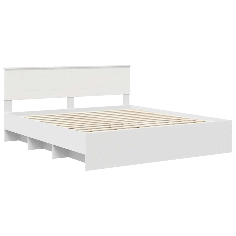 Bed Frame with Headboard White 180 x 200 cm Engineered Wood