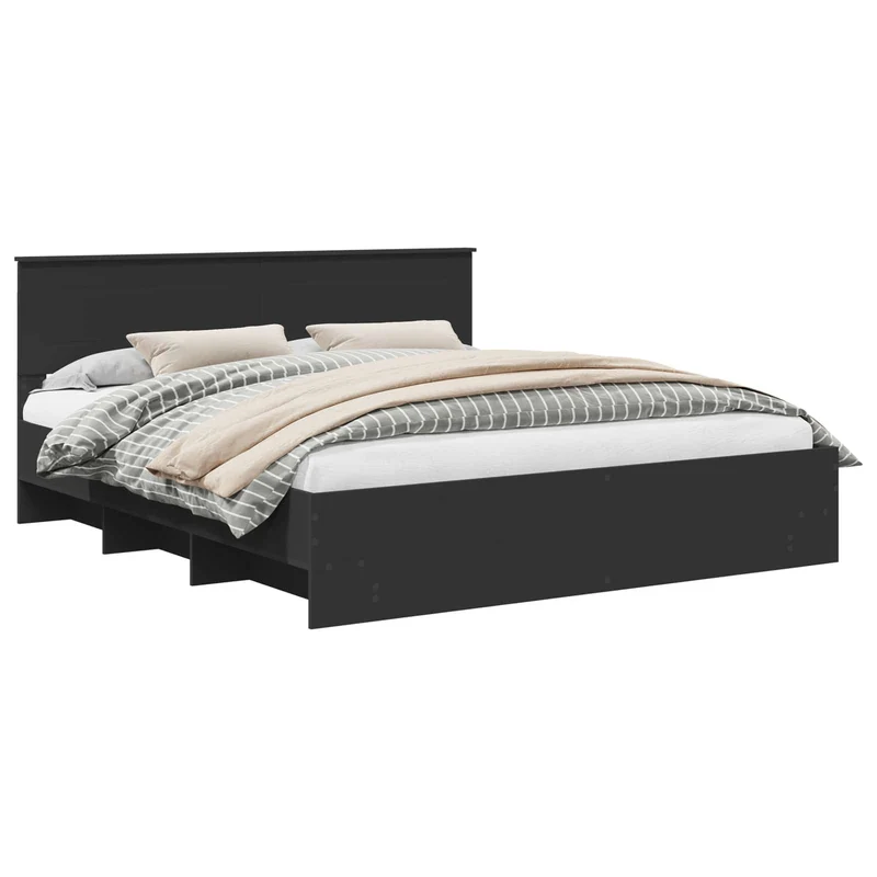 Bed Frame with Headboard Black 180 x 200 cm Engineered Wood