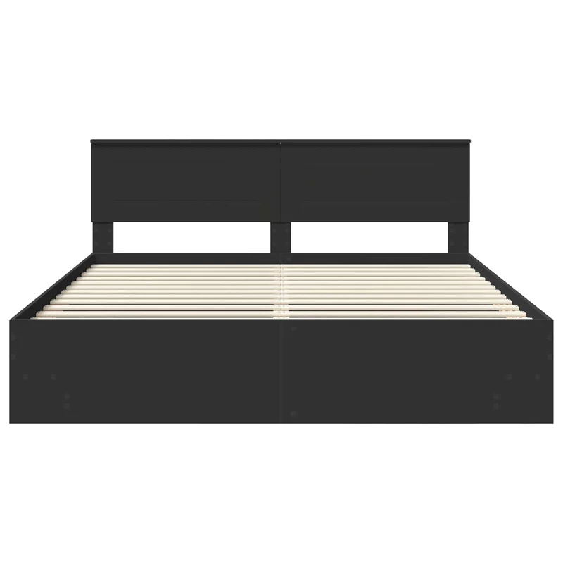 Bed Frame with Headboard Black 180 x 200 cm Engineered Wood