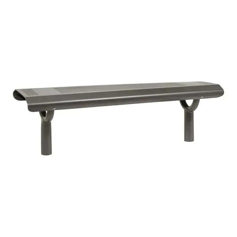 Banquette Oslo 1 500 mm tout acier, tôle perforée 2,5 mm, structure tube Ø 76 mm, avec ou sans embase