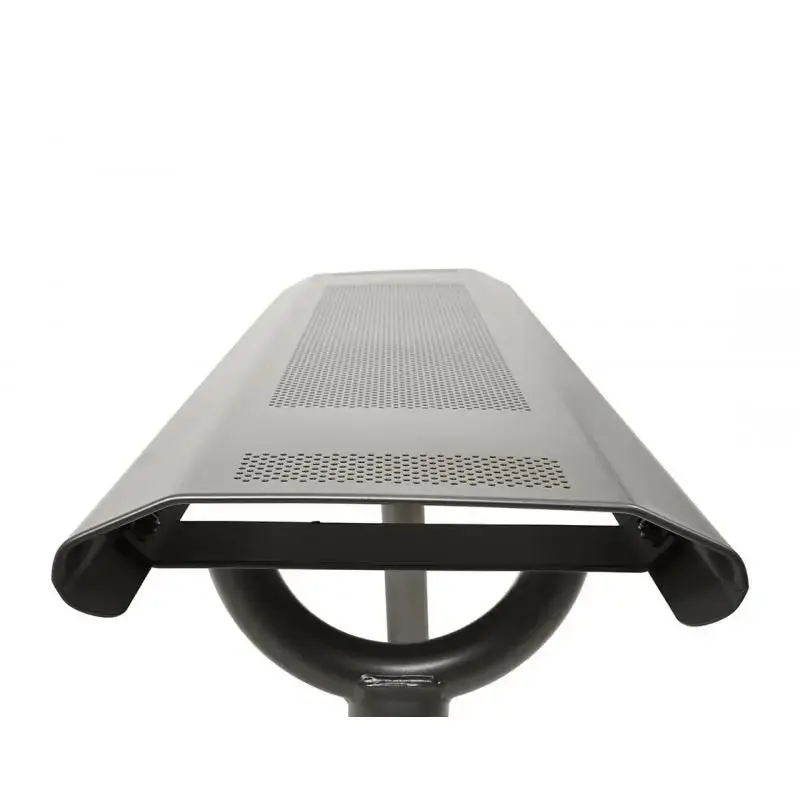 Banquette Oslo 1 500 mm tout acier, tôle perforée 2,5 mm, structure tube Ø 76 mm, avec ou sans embase