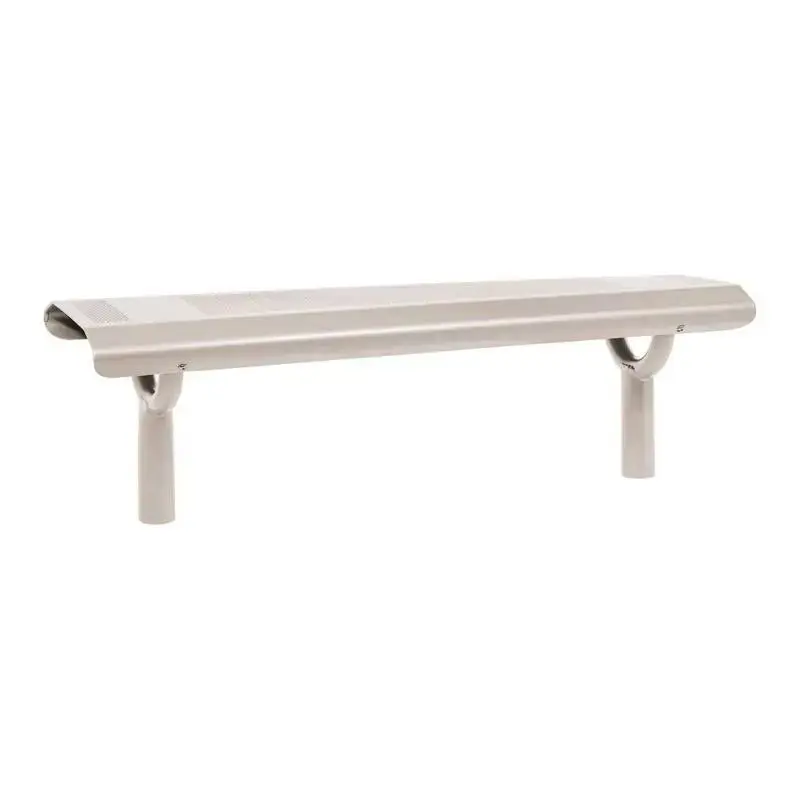 Banquette Oslo 1 500 mm tout acier, tôle perforée 2,5 mm, structure tube Ø 76 mm, avec ou sans embase