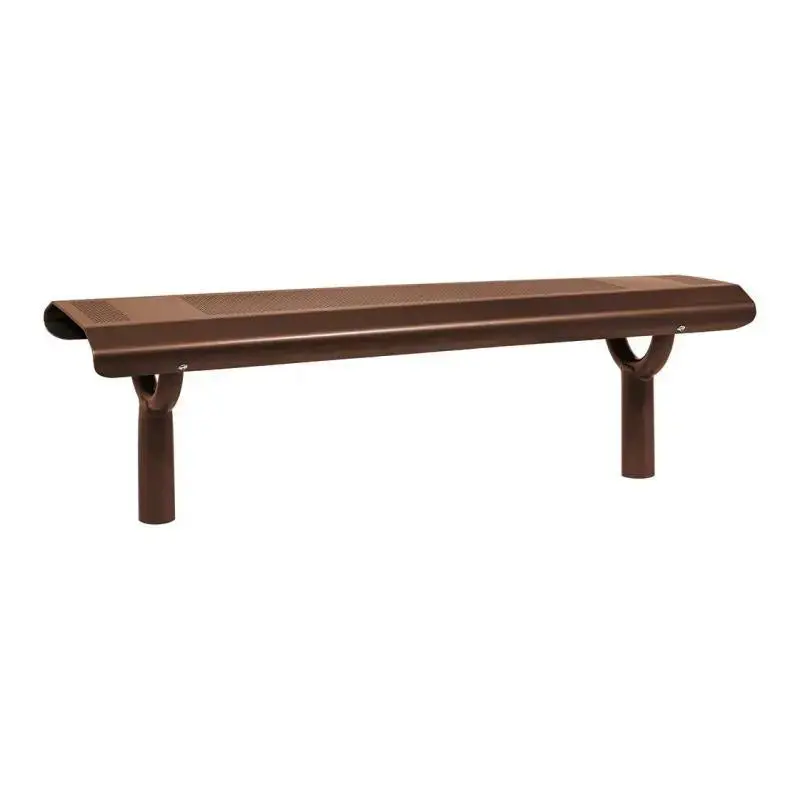 Banquette Oslo 1 500 mm tout acier, tôle perforée 2,5 mm, structure tube Ø 76 mm, avec ou sans embase