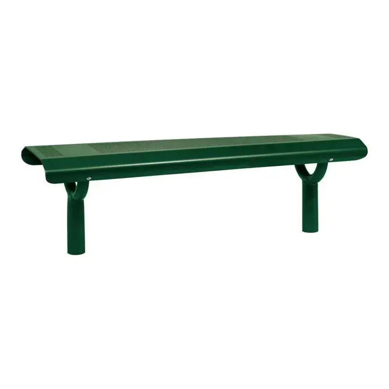 Banquette Oslo 1 500 mm tout acier, tôle perforée 2,5 mm, structure tube Ø 76 mm, avec ou sans embase