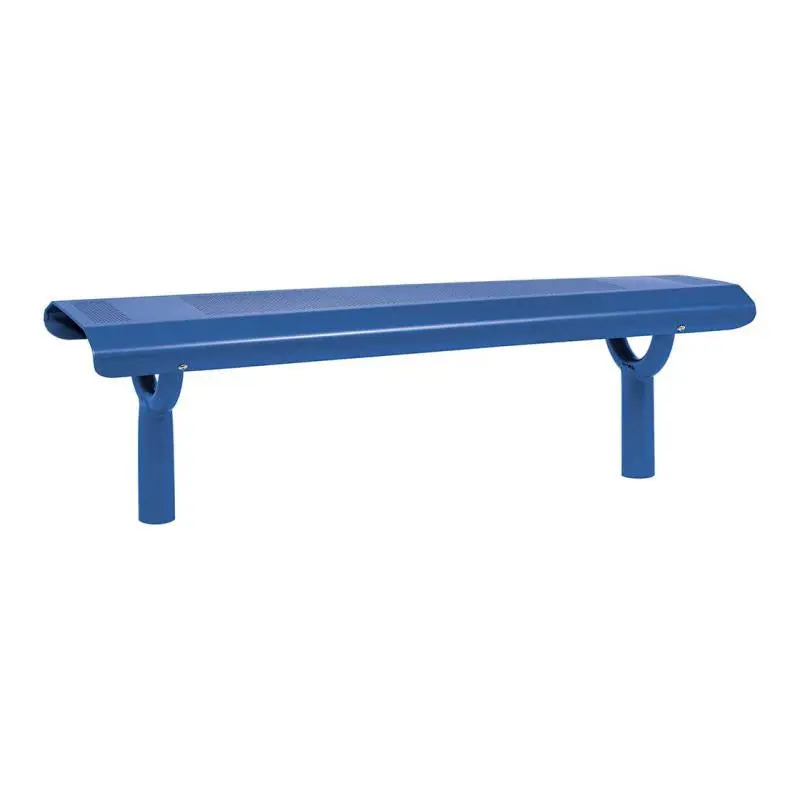 Banquette Oslo 1 500 mm tout acier, tôle perforée 2,5 mm, structure tube Ø 76 mm, avec ou sans embase