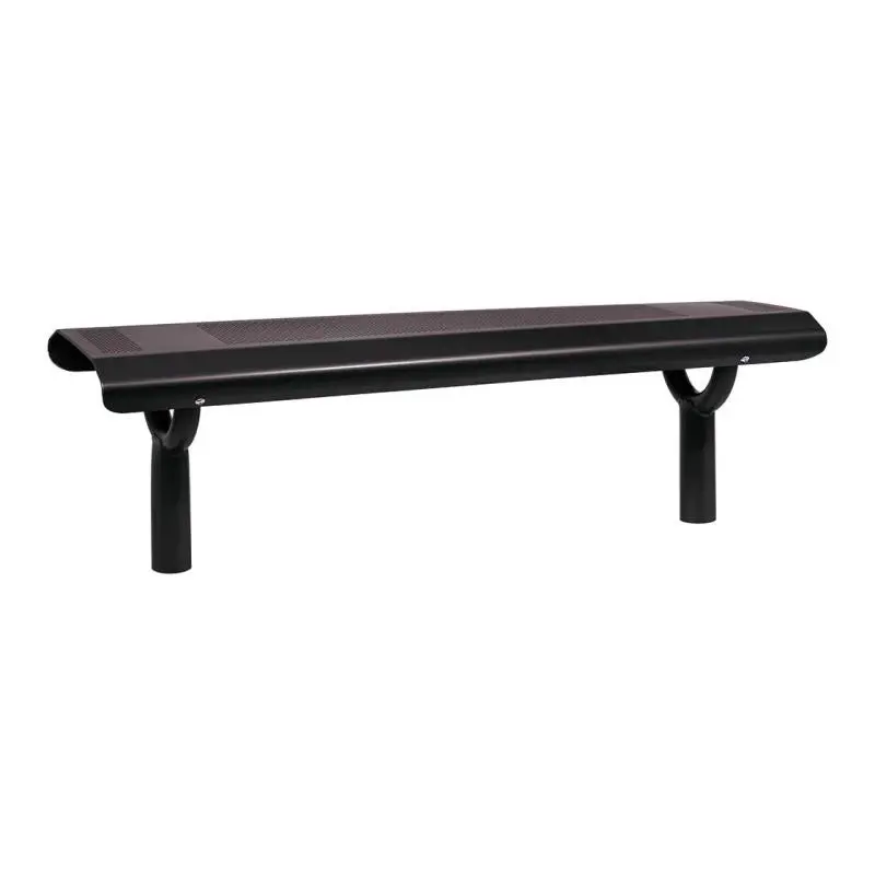 Banquette Oslo 1 500 mm tout acier, tôle perforée 2,5 mm, structure tube Ø 76 mm, avec ou sans embase
