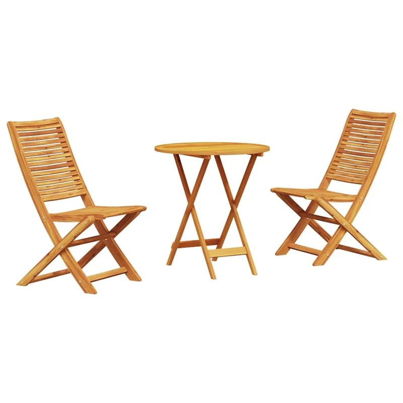 Folding Bistro Set 3 pcs Brown Solid Acacia Wood