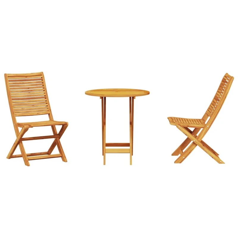 Folding Bistro Set 3 pcs Brown Solid Acacia Wood