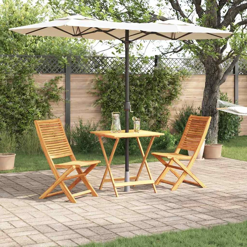 Folding Bistro Set 3 pcs Brown Solid Acacia Wood