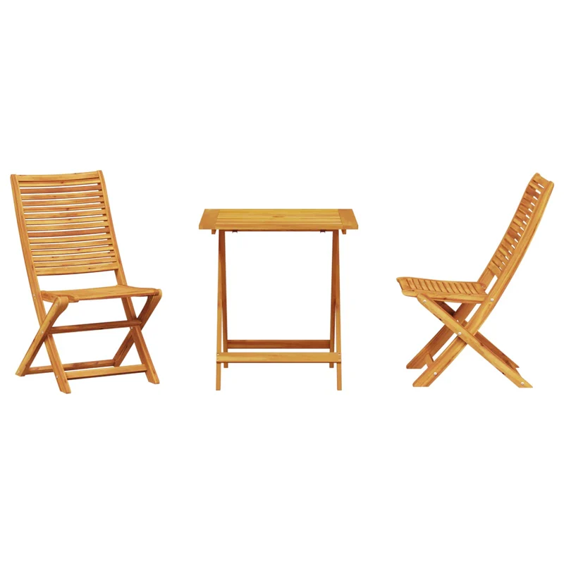 Folding Bistro Set 3 pcs Brown Solid Acacia Wood