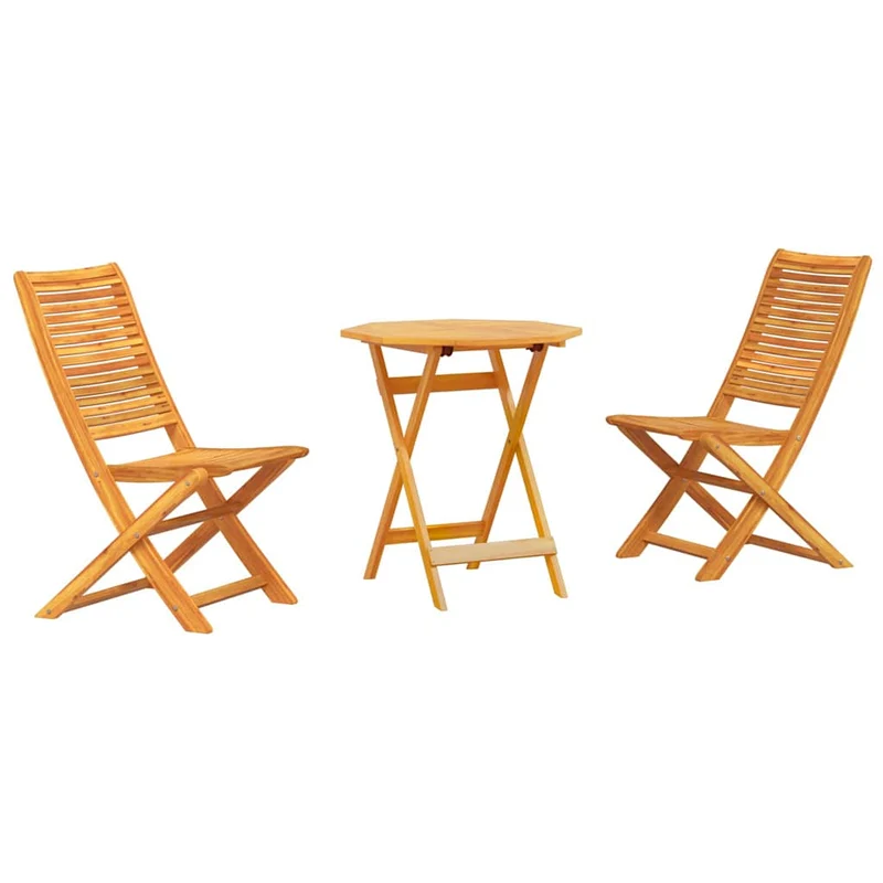 Folding Bistro Set 3 pcs Brown Solid Acacia Wood