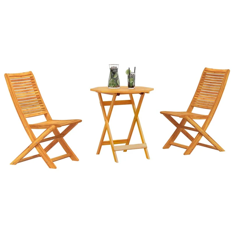 Folding Bistro Set 3 pcs Brown Solid Acacia Wood