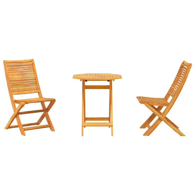 Folding Bistro Set 3 pcs Brown Solid Acacia Wood
