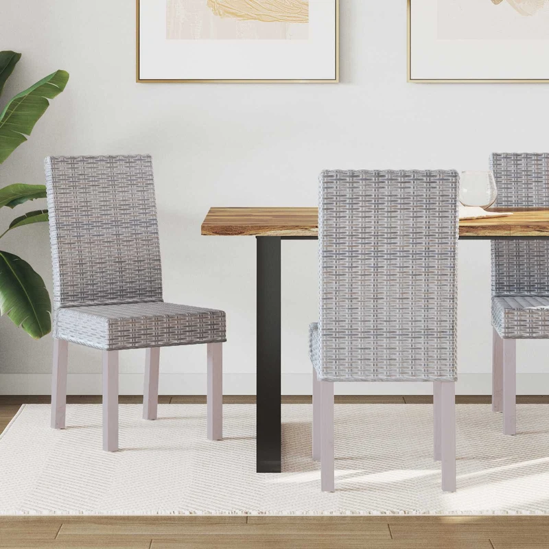 Dining Chair GENDT 2 pcs Solid Mahogany Wood White Wash