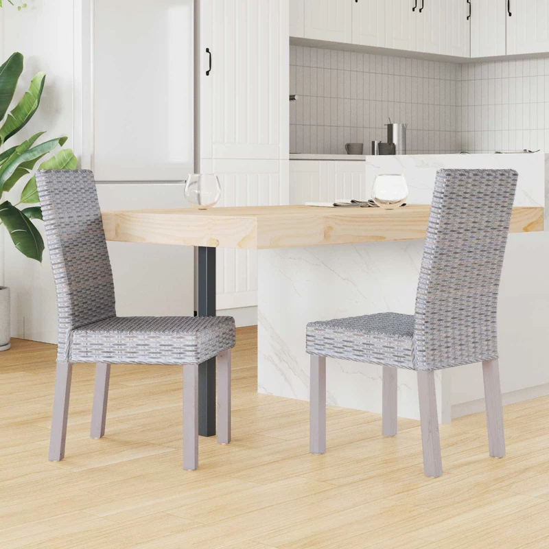 Dining Chair GENDT 2 pcs Solid Mahogany Wood White Wash