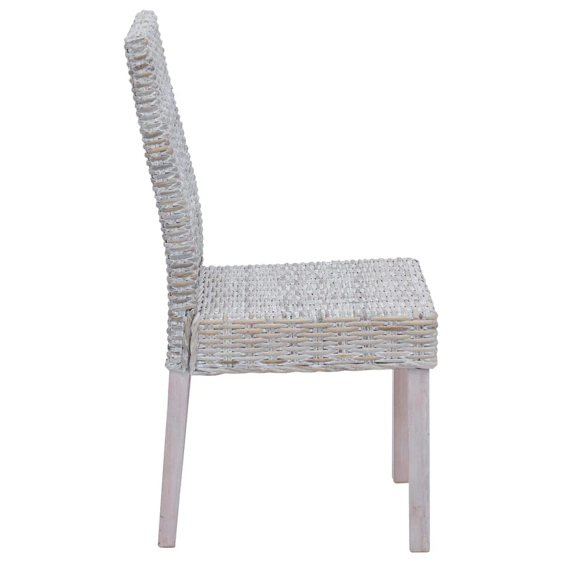 Dining Chair GENDT 2 pcs Solid Mahogany Wood White Wash