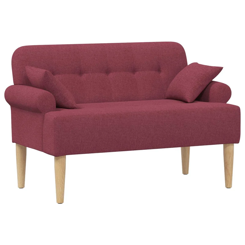 Loveseat with Button Tufted Wine Red 120 x 65 x 79 cm Fabric