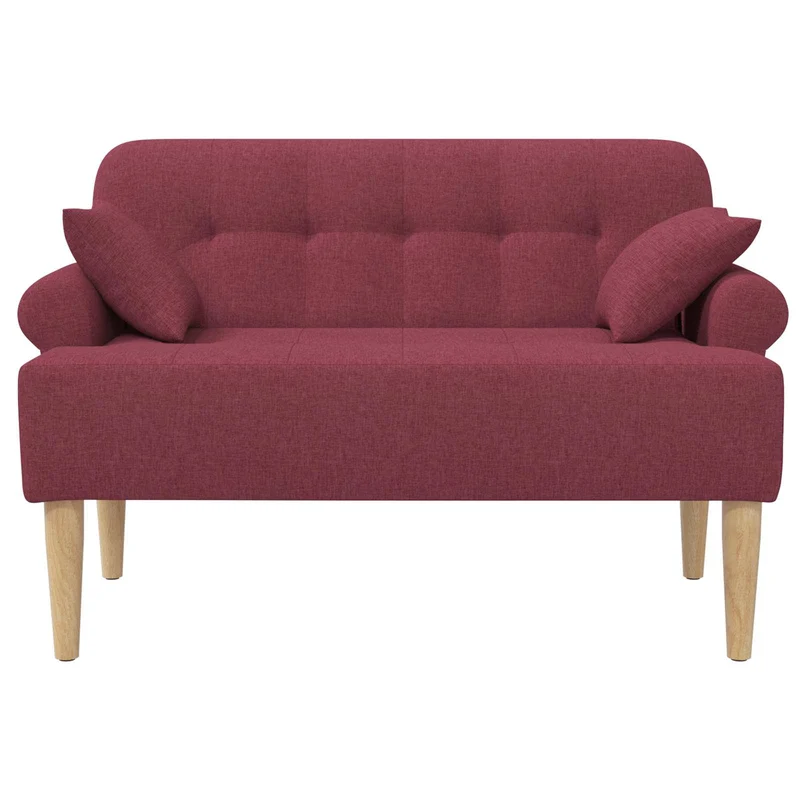 Loveseat with Button Tufted Wine Red 120 x 65 x 79 cm Fabric