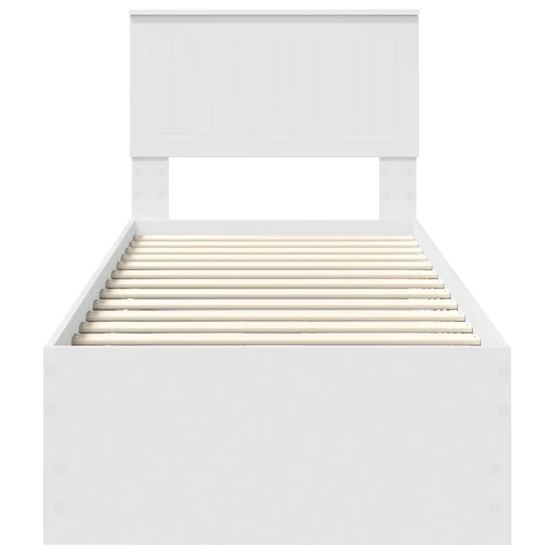 Bed Frame with Drawer White 75 x 190 cm Engineer Wood
