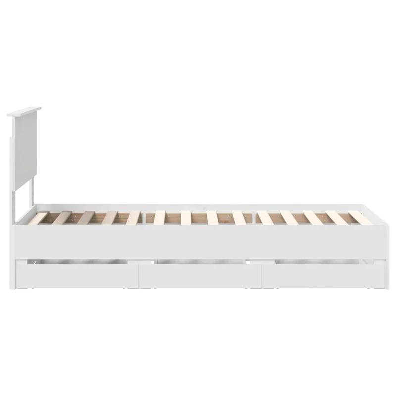 Bed Frame with Drawer White 75 x 190 cm Engineer Wood
