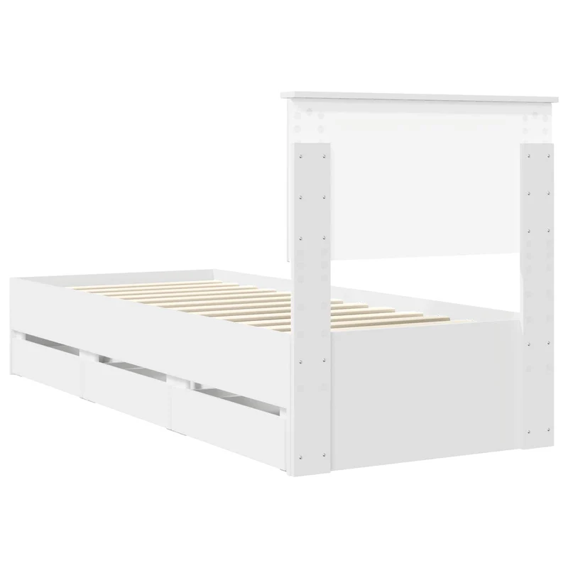Bed Frame with Drawer White 75 x 190 cm Engineer Wood